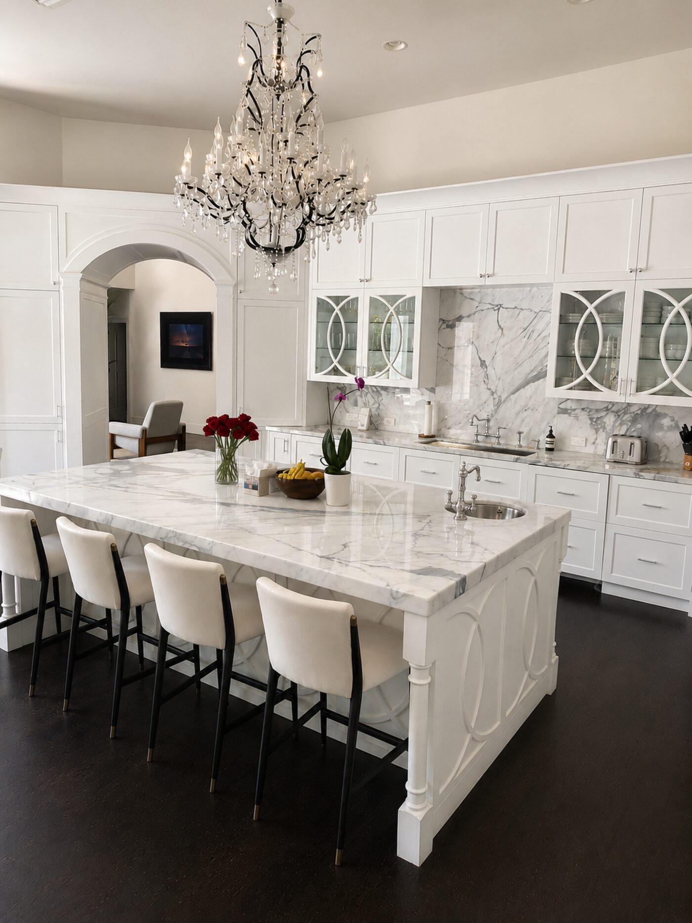 Spotless luxury marble kitchen cleaned by Pinecrest Clean Co